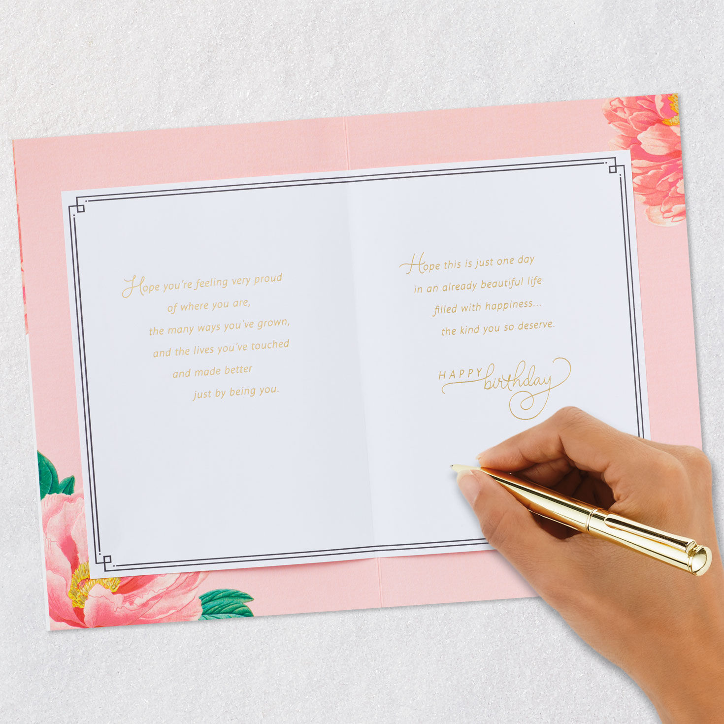 Butterfly and Peonies Birthday Card Signing card image number 7