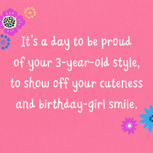 Birthday Girl Cute Cat 3rd Birthday Card, 