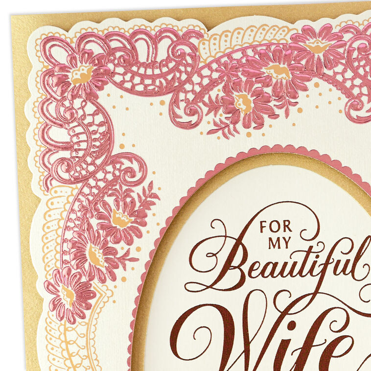 Pink Floral Frame Anniversary Card for Wife  image number 5