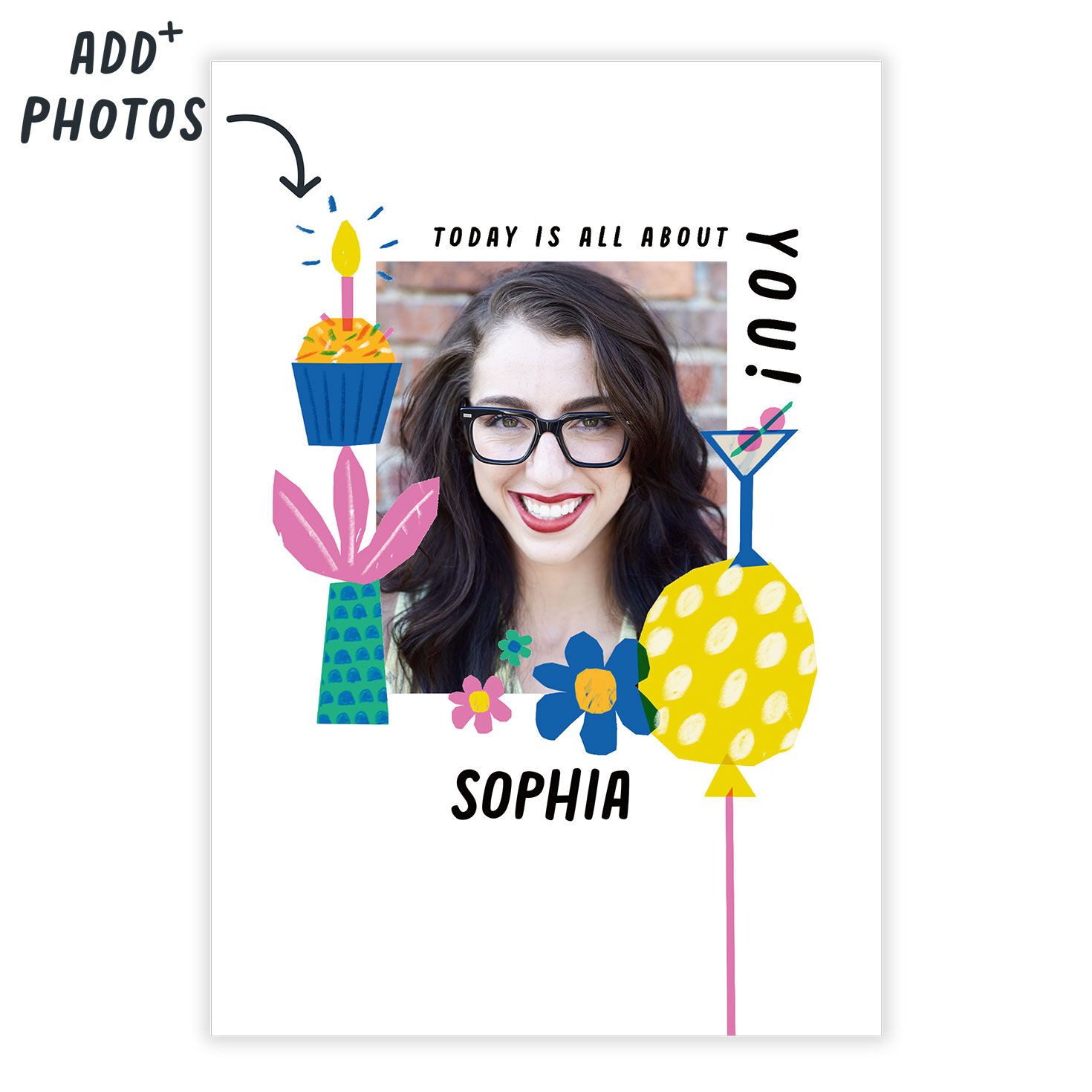 Today is All About You Personalized Birthday Card Card Front indicating personalization image number 2