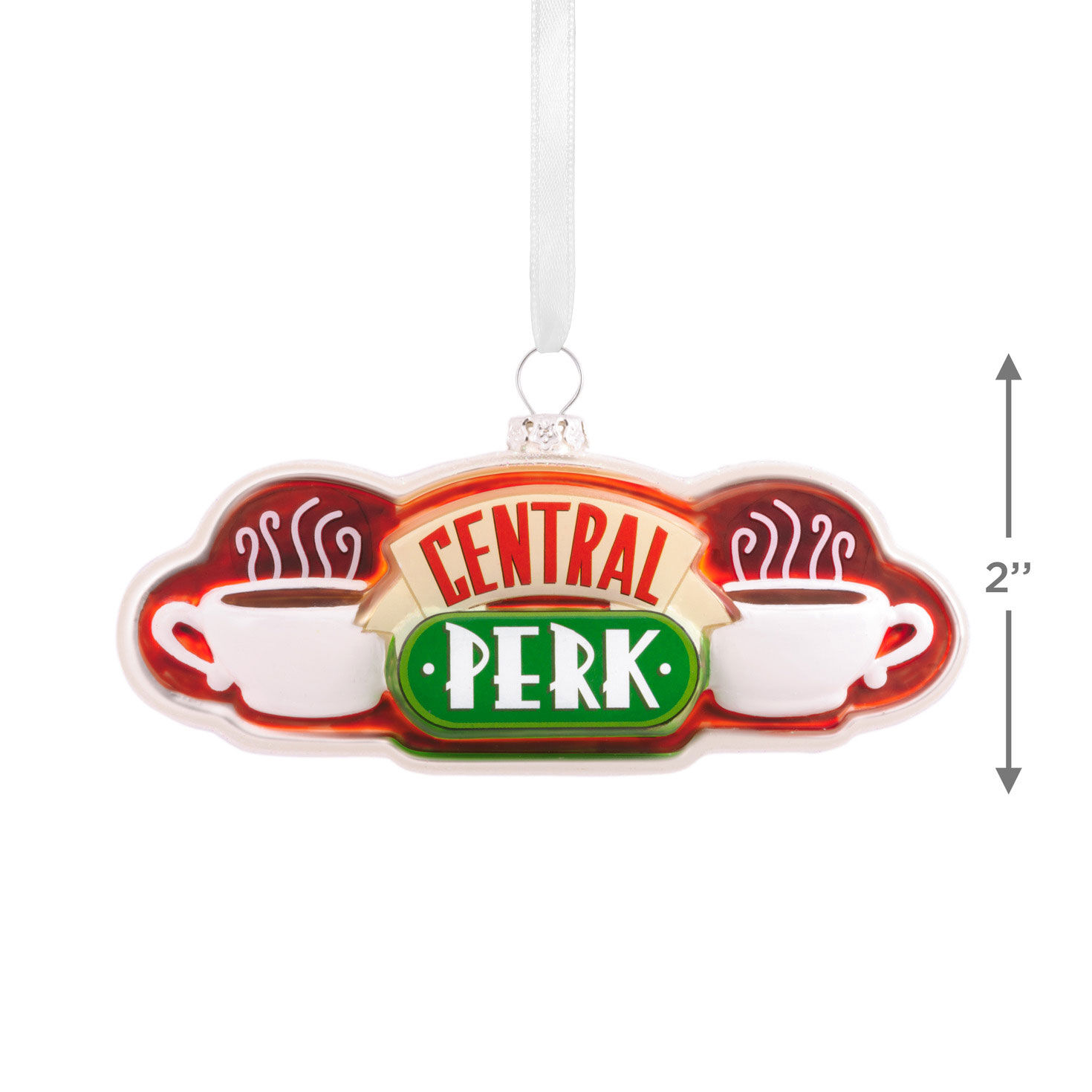 Friends Central Perk Sign Glass Christmas Ornament measurement image number 3