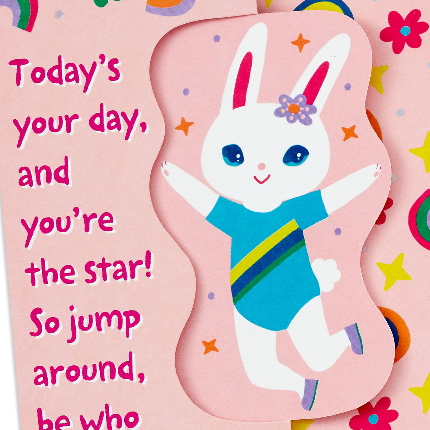 Pink Rhythmic Gymnastics Bunny Birthday Card Card Front Detail image number 4