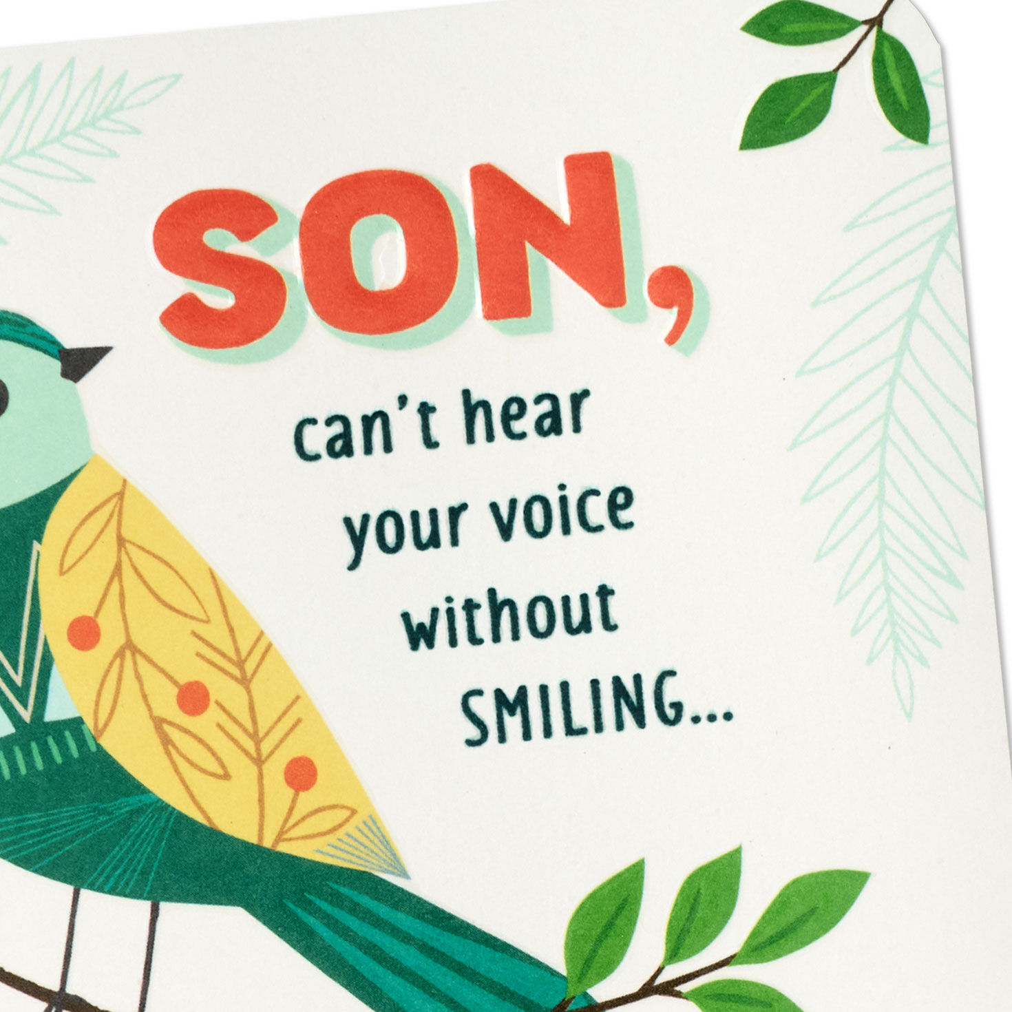 Modern Bird on Branch Easter Card for Son Card Front Detail image number 5