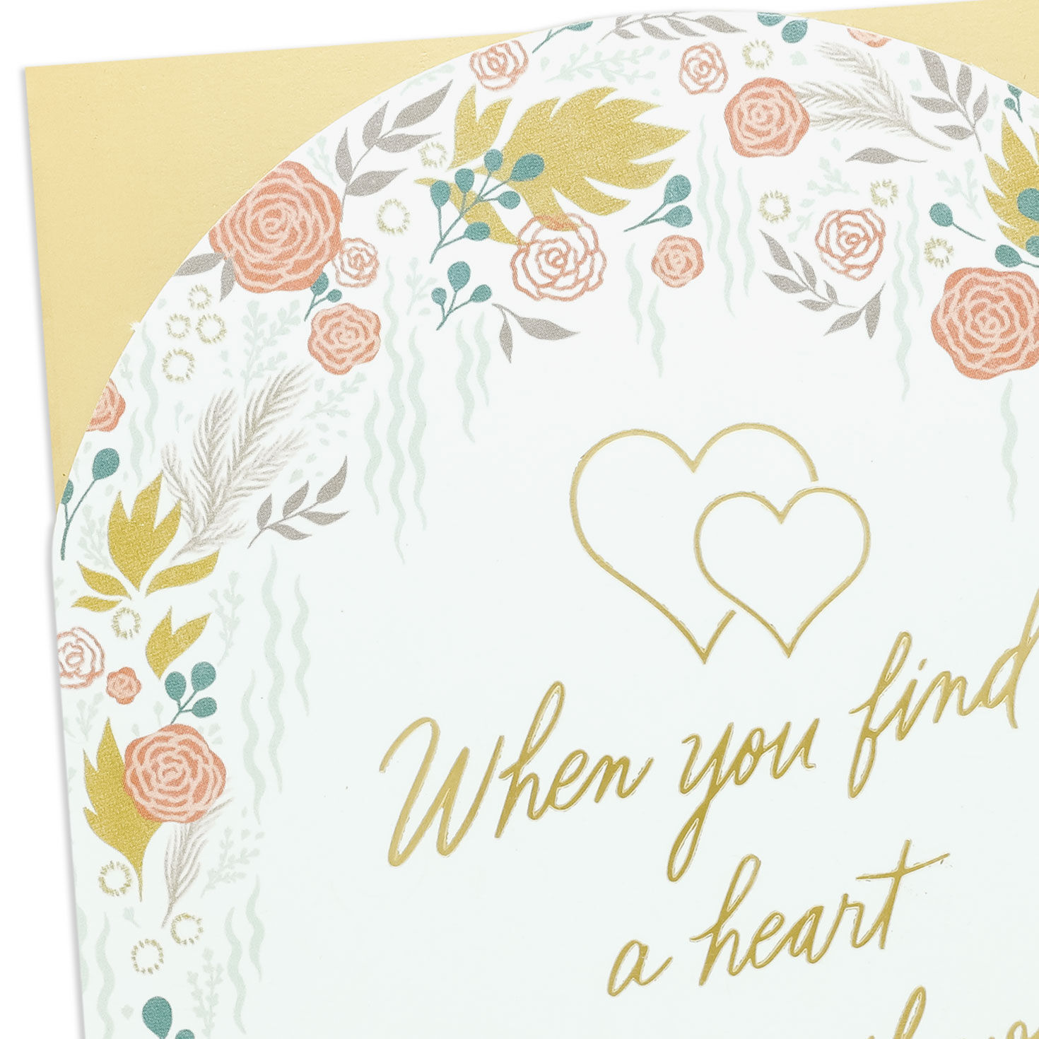 Floral Arch and Hearts Wedding Congratulations Card Card Front Detail image number 4