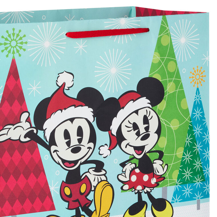 Disney Mickey and Minnie Large Christmas Gift Bag Handle Detail image number 4