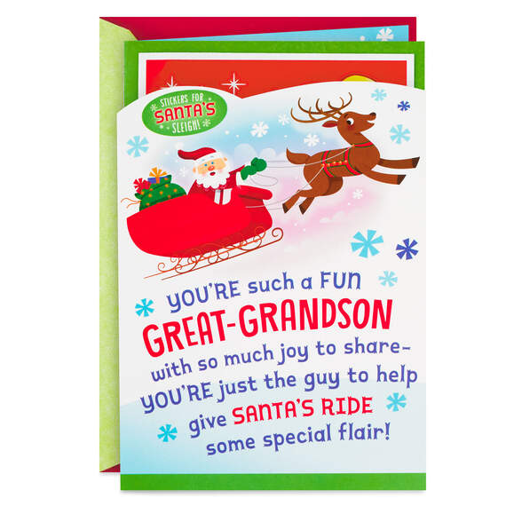 Such a Fun Great-Grandson Christmas Card With Stickers, , large image number 1