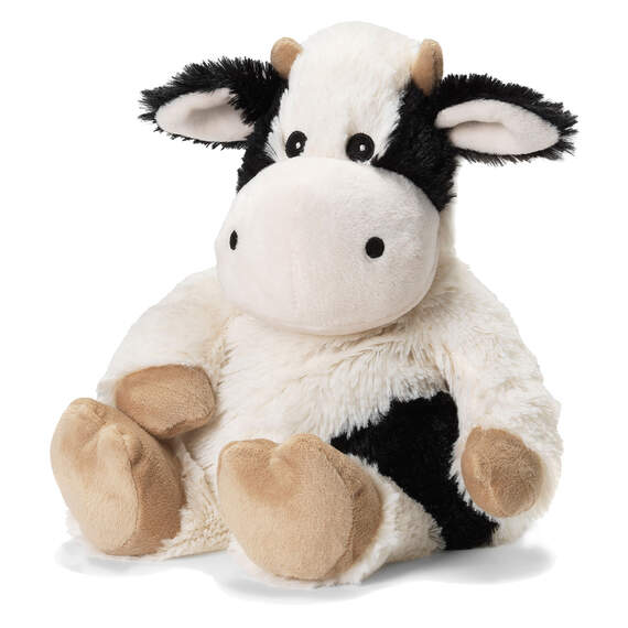 Warmies Heatable Scented Black and White Cow Stuffed Animal, 13"