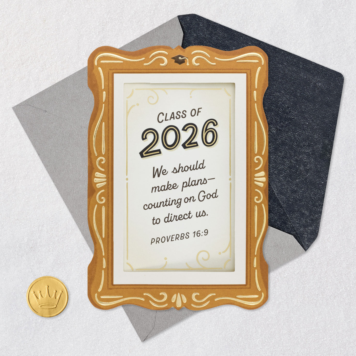 Gold Frame Class of 2026 Religious Graduation Card Card Front with Envelope and Gold Seal image number 5