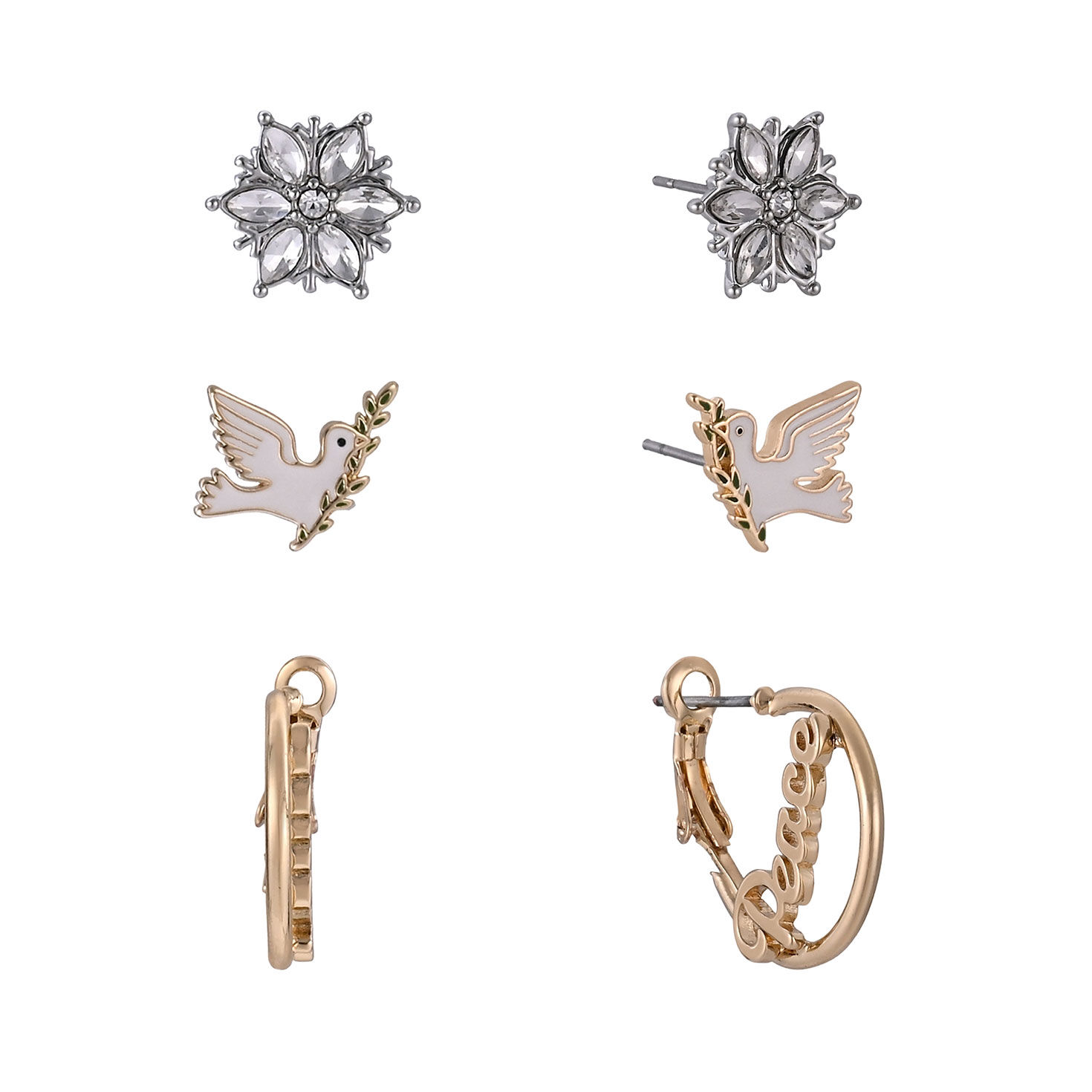3-pair Earring Set - Peace