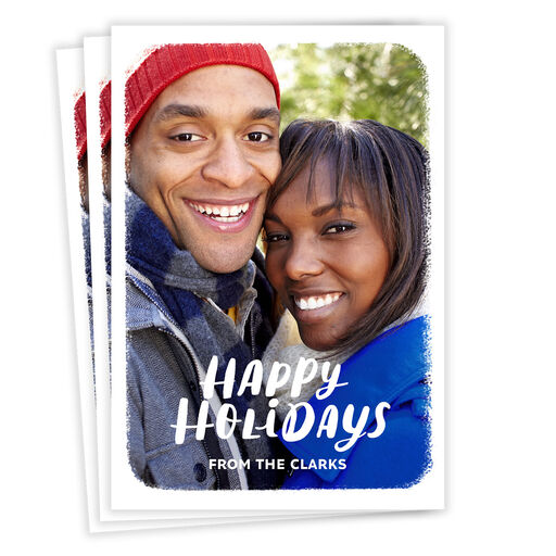 White Frame Happy Flat Holiday Photo Card, 