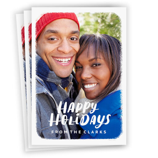 White Frame Happy Flat Holiday Photo Card, 