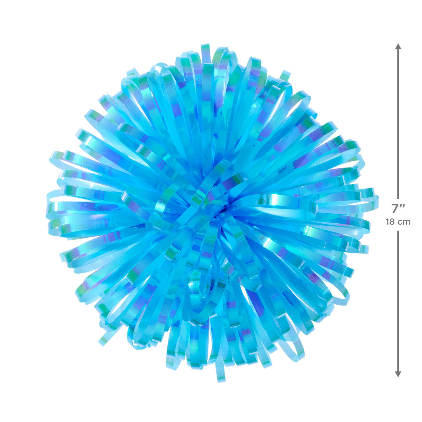 Translucent Turquoise Looped Pom-Pom Gift Bow measurement image number 3