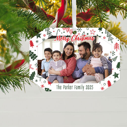 Festive Fun Personalized Text and Photo Metal Ornament, 