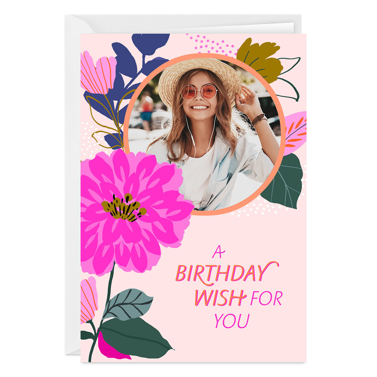 Floral Blessed Wishes Custom Birthday Card