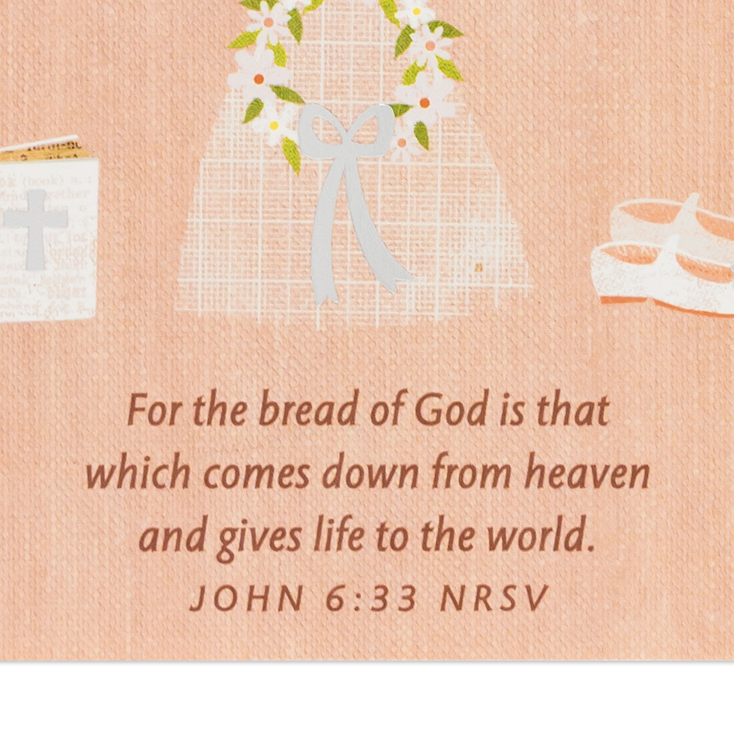 White Dress on Pink First Communion Card for Niece Scripture image number 3