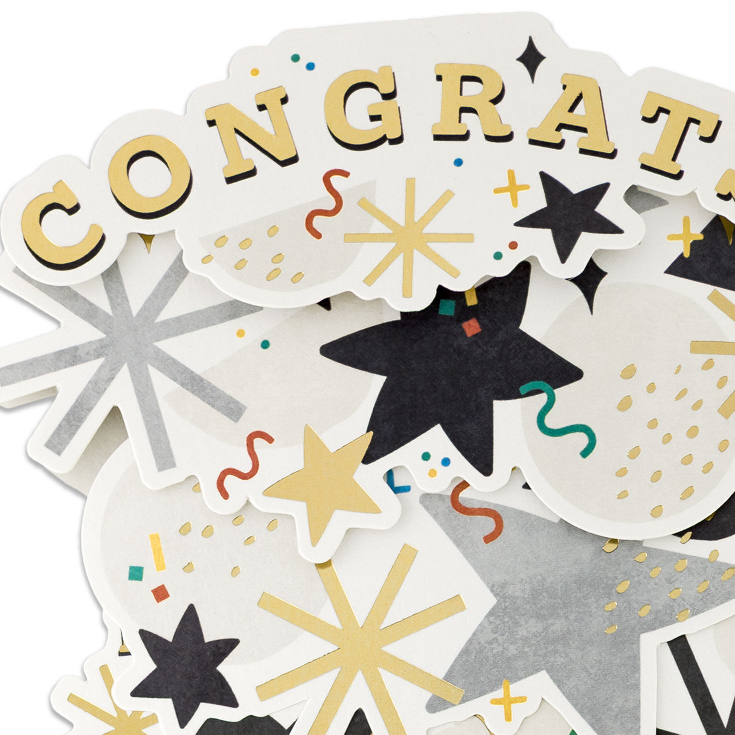 Confetti and Stars Pop-Up Graduation Card With Motion Card Front Detail image number 7