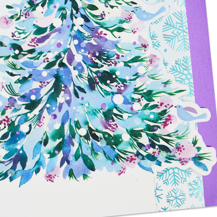 Elegant Tree and Snowflakes Daughter Christmas Card Card Front Detail image number 7