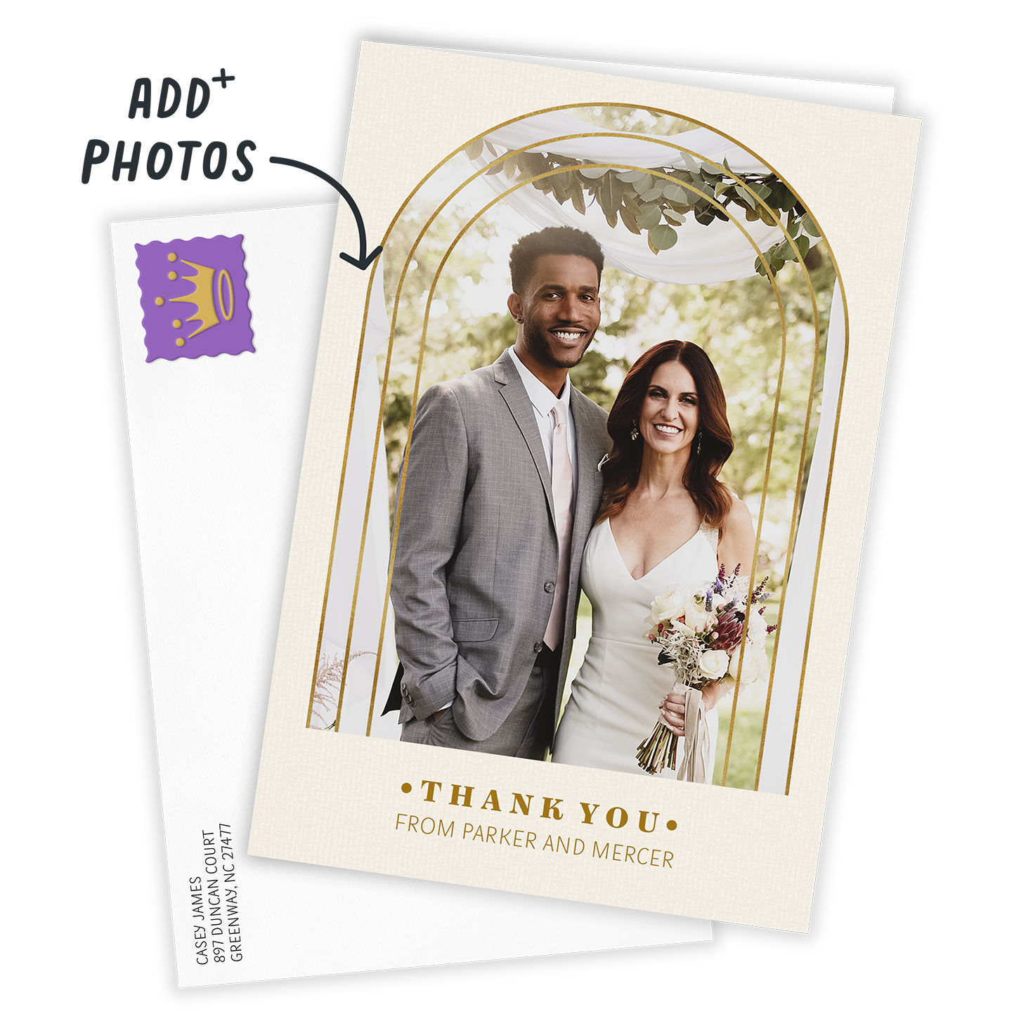Personalized Elegant Wedding Anniversary Photo Card  image number 2