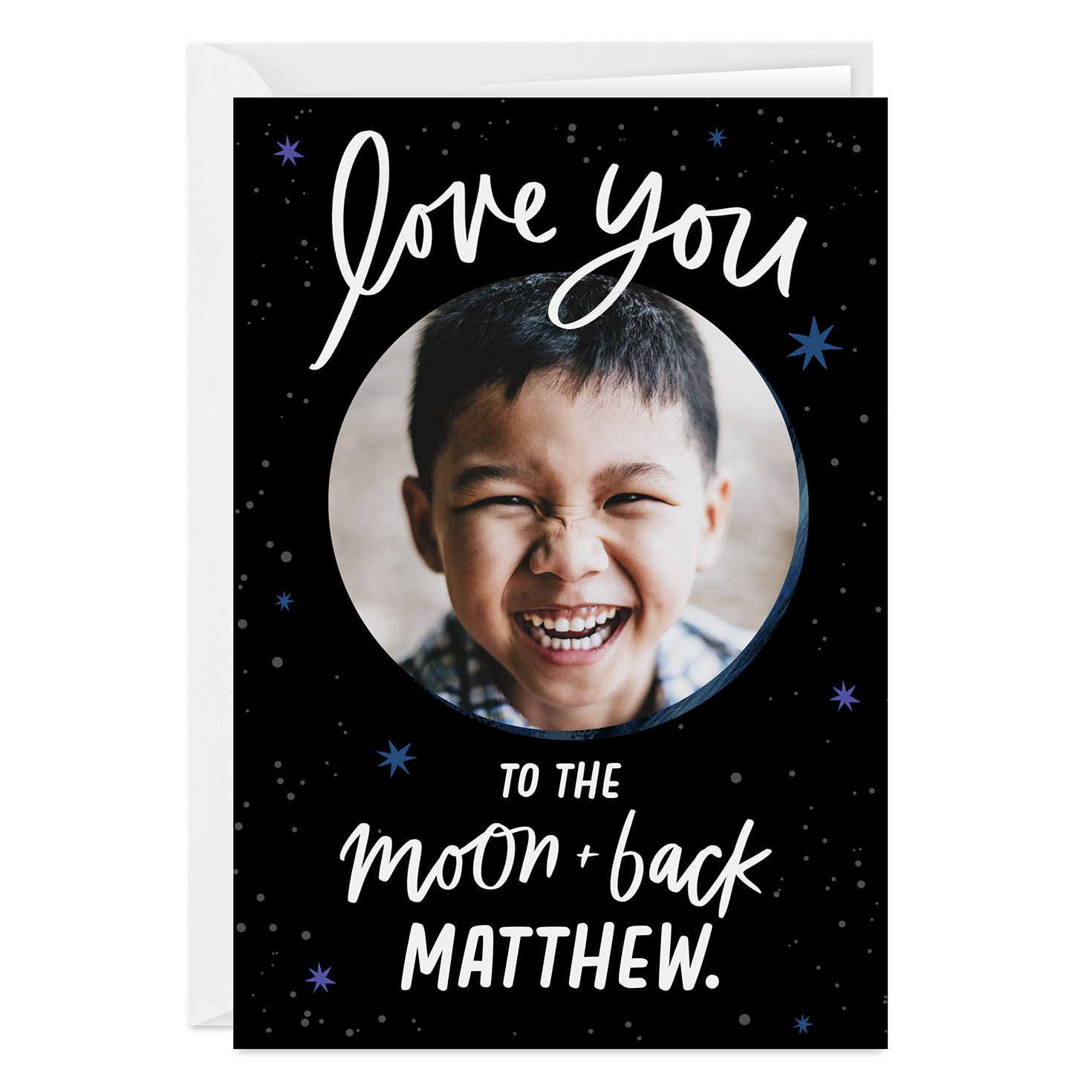 Personalized To the Moon and Back Love Photo Card