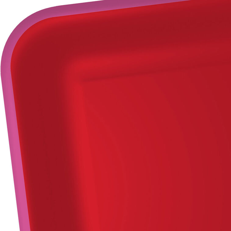 Red With Pink Edge Square Dinner Plates, Set of Party Plates