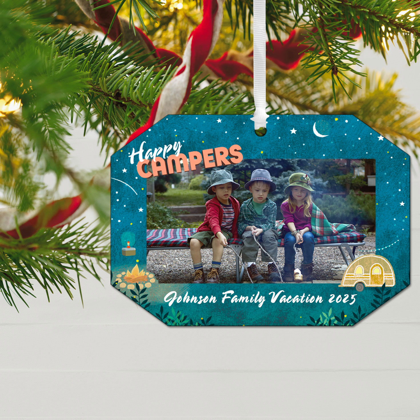 Happy Campers Metal Personalized Ornament, Custom Photo and Text for only USD 17.99 | Hallmark