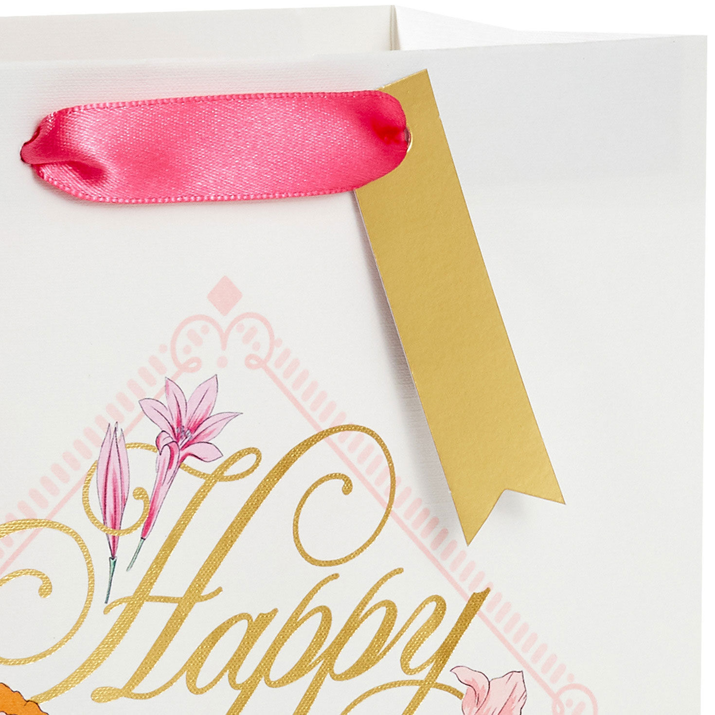 Happy Birthday Floral Medium Gift Bag Handle Detail image number 4