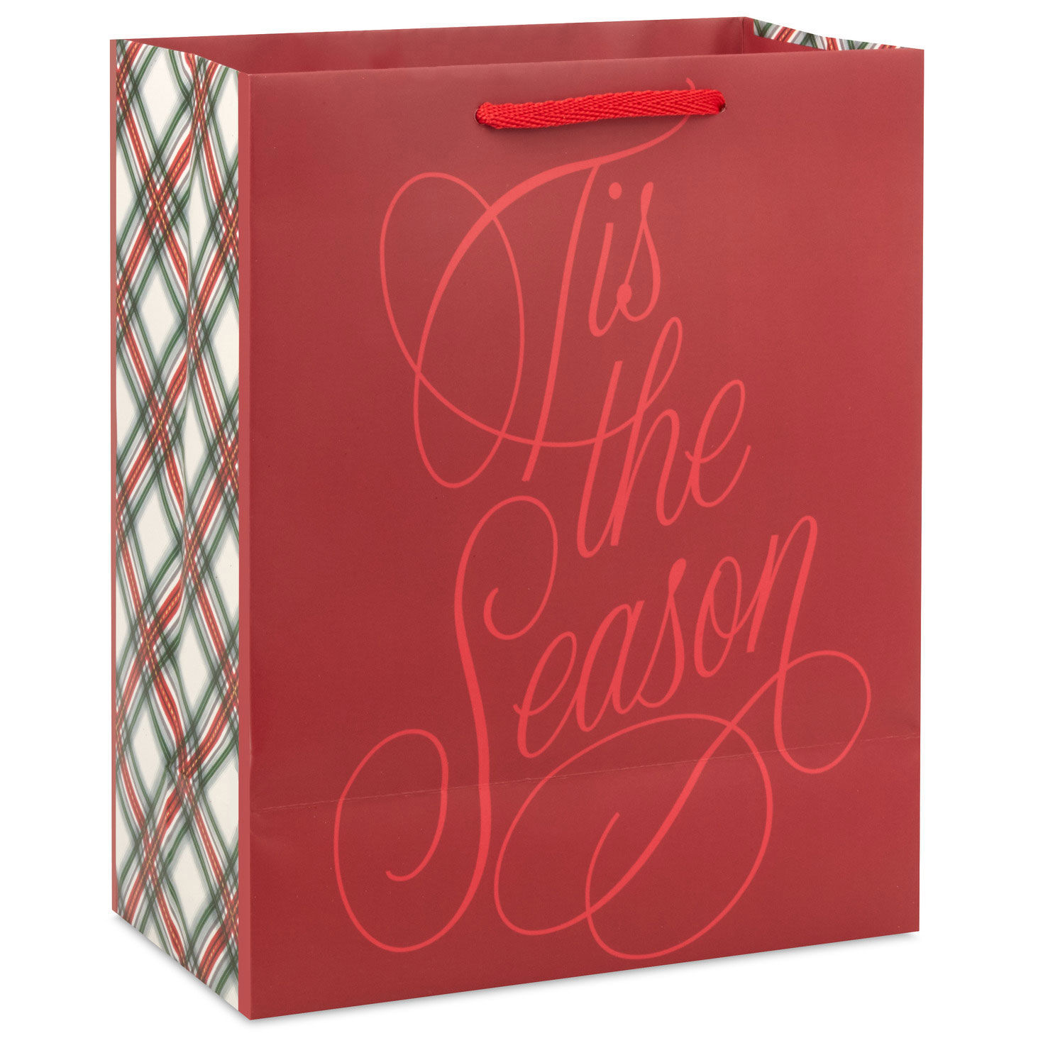 Tis the Season on Dark Red Medium Holiday Gift Bag Back image number 6