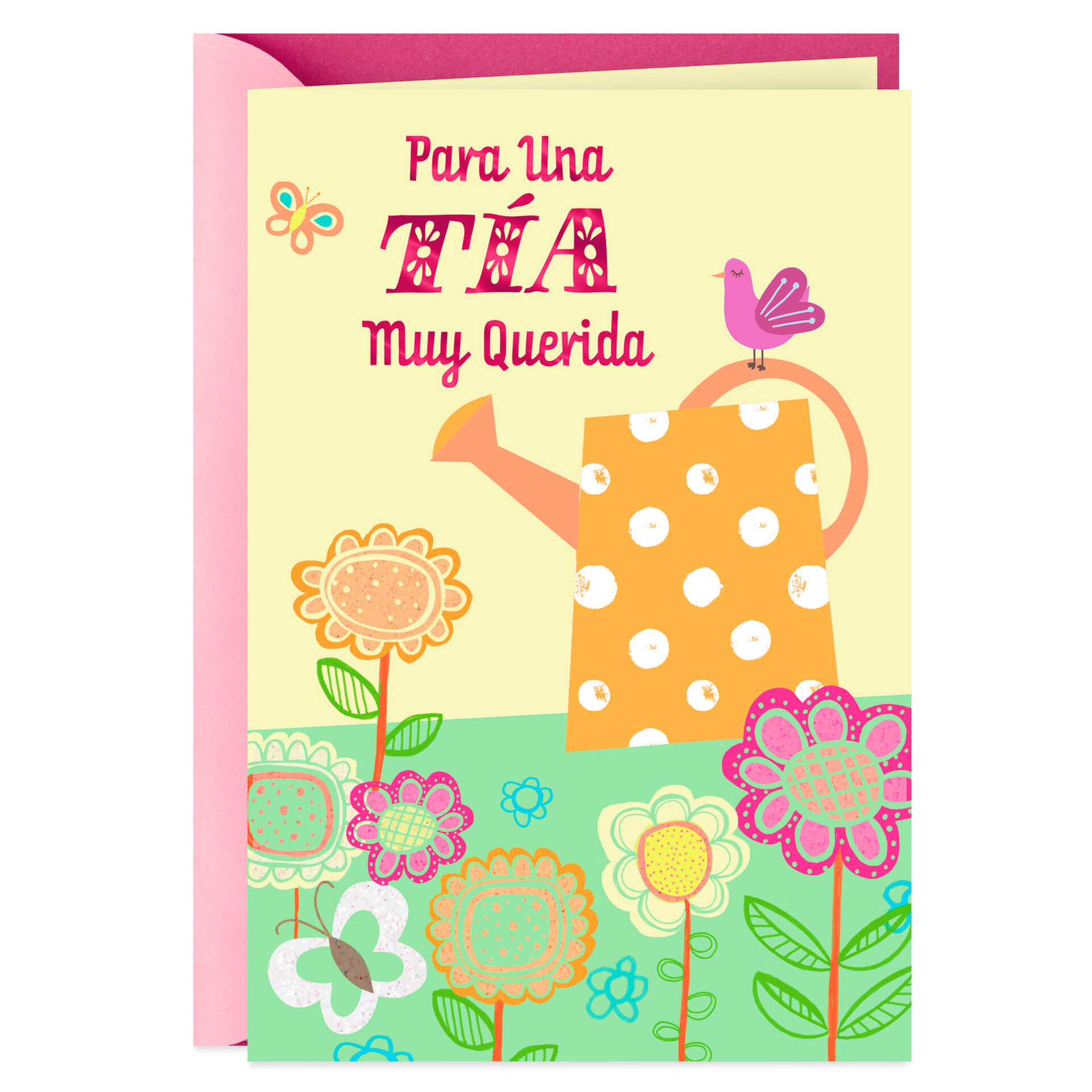 Watering Can SpanishLanguage Mother's Day Card for Aunt Greeting
