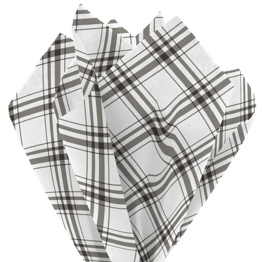 Black and White Plaid Christmas Tissue Paper, 6 sheets, 