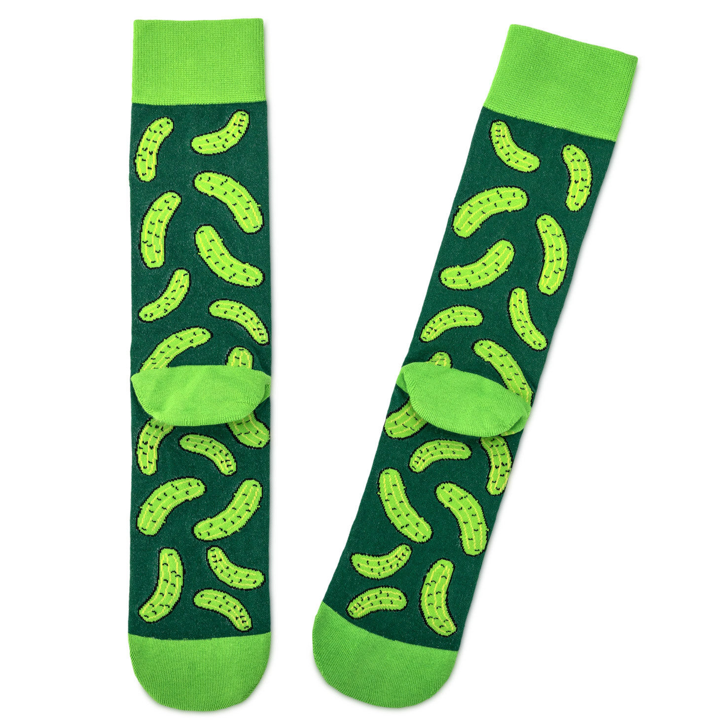 Pickle-Themed Green Novelty Crew Socks With Puns back image number 2
