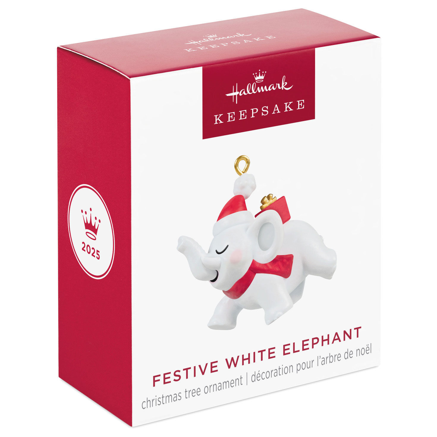 White Elephant in Santa Hat Keepsake Ornament package front image number 7