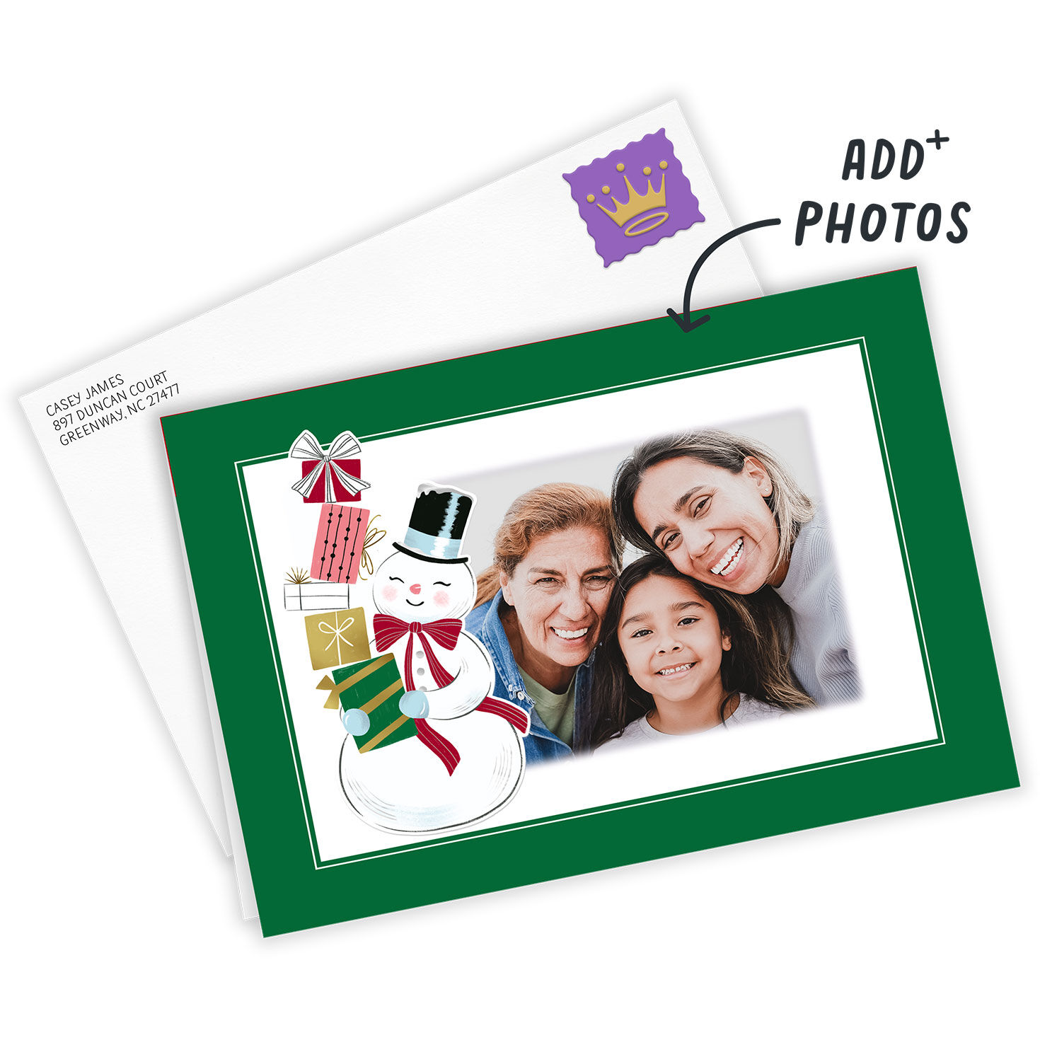 Vintage Snow Man Custom Holiday Card, , large image number 2