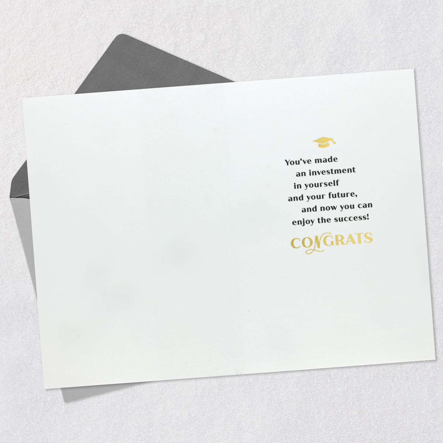 Black and White Confetti College Graduation Card Open card with envelope image number 3