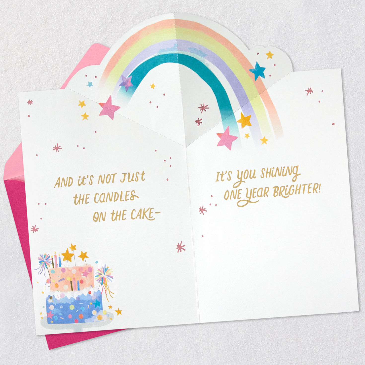 Pink and Yellow Rainbow Pop-Up Birthday Card for Daughter Sentiment image number 2