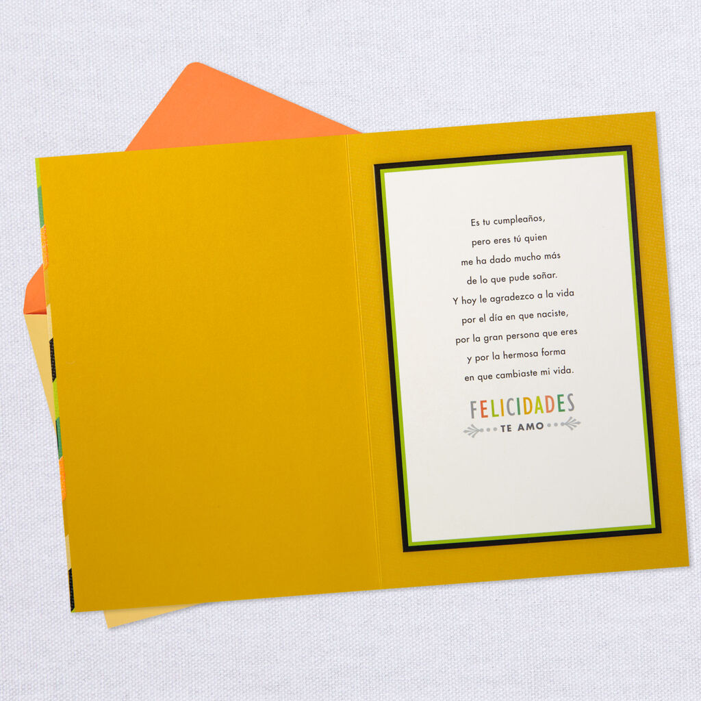 You Changed My Life Spanish Language Birthday Card - 