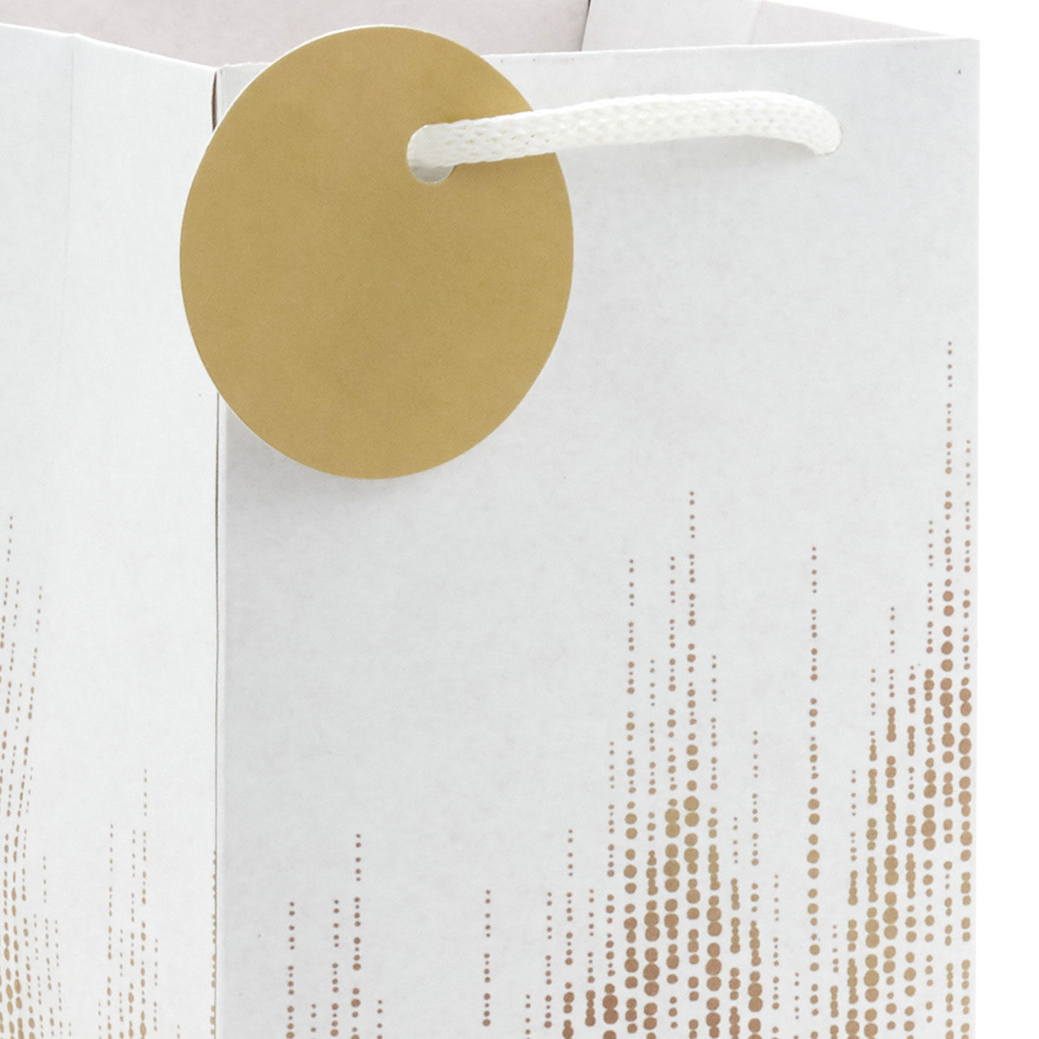 Kraft and White Chevron Large Holiday Wine Gift Bag Handle Detail image number 4