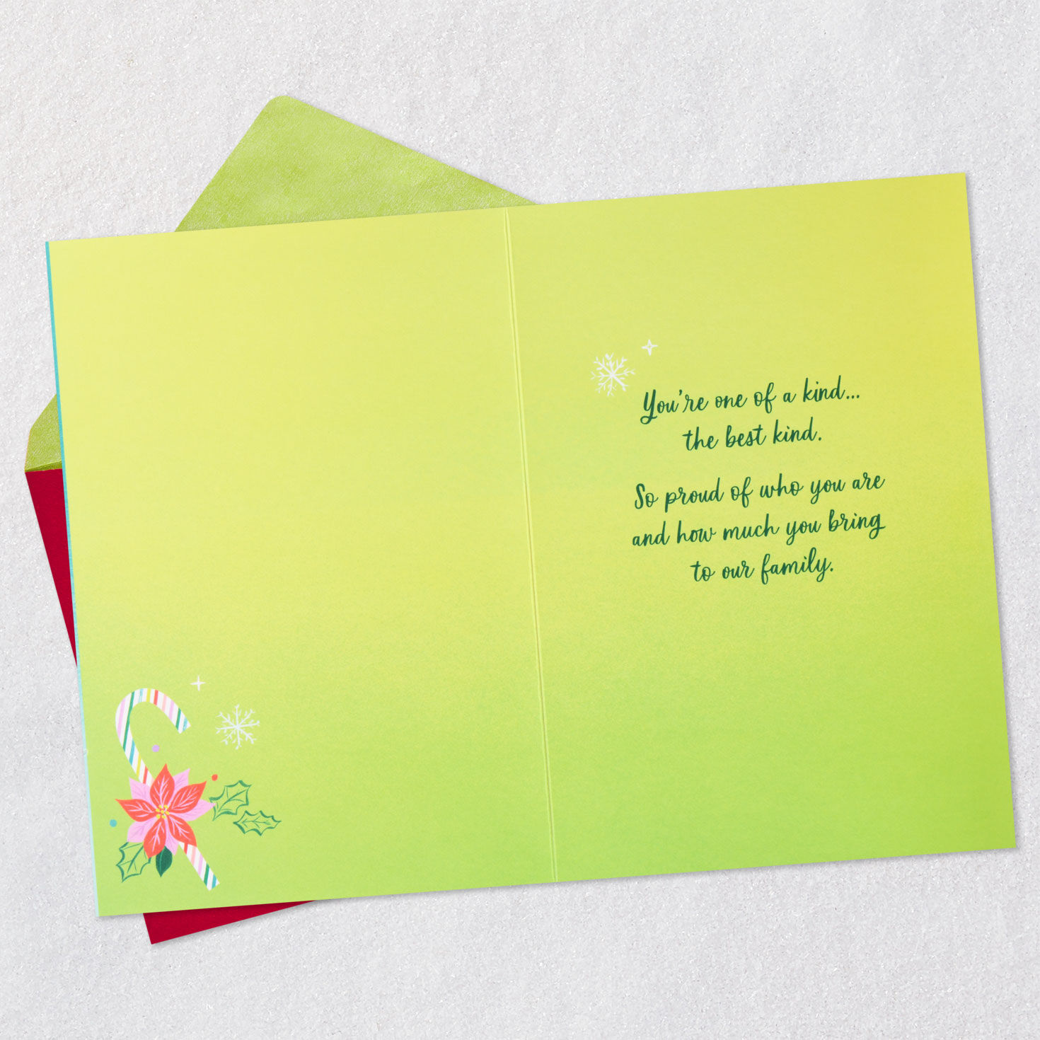 Ice Skate and Flowers Granddaughter Holiday Card Open card with envelope image number 3