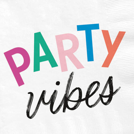 White "Party Vibes" Cocktail Napkins, Set of 16, , large image number 3