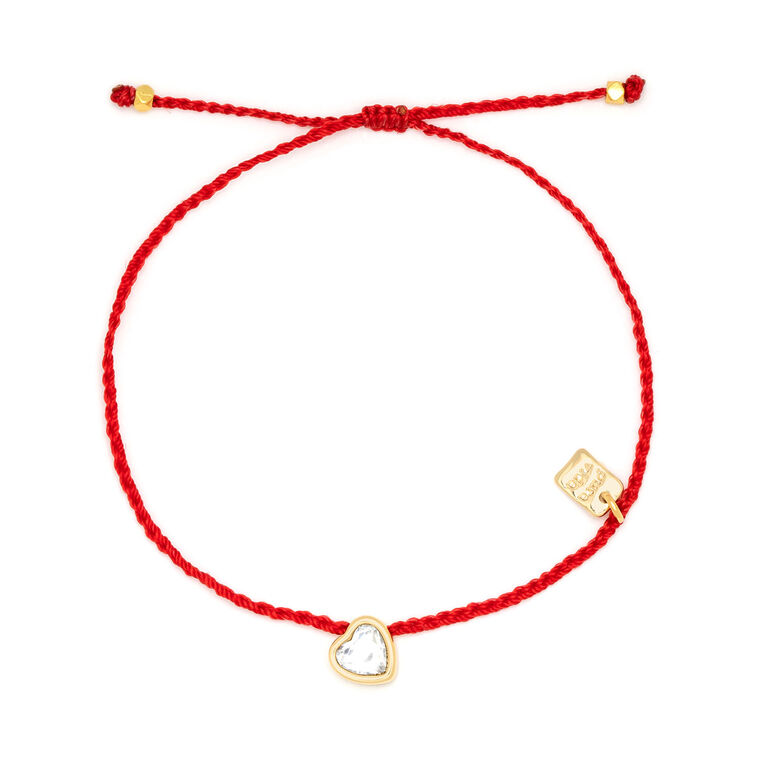 Pura Vida Red Dainty Bracelet With Gold Heart Bead Bracelets