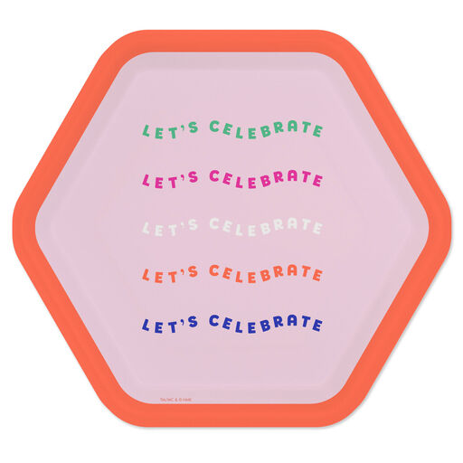 "Let's Celebrate" Hexagonal Dessert Plates, Set of 8, 