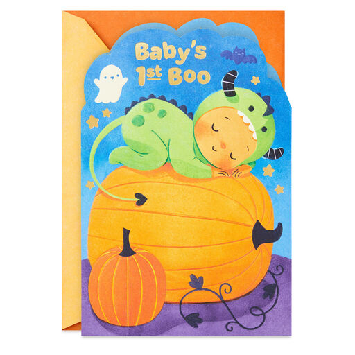 Little Green Monster First Halloween Card for Boy, 