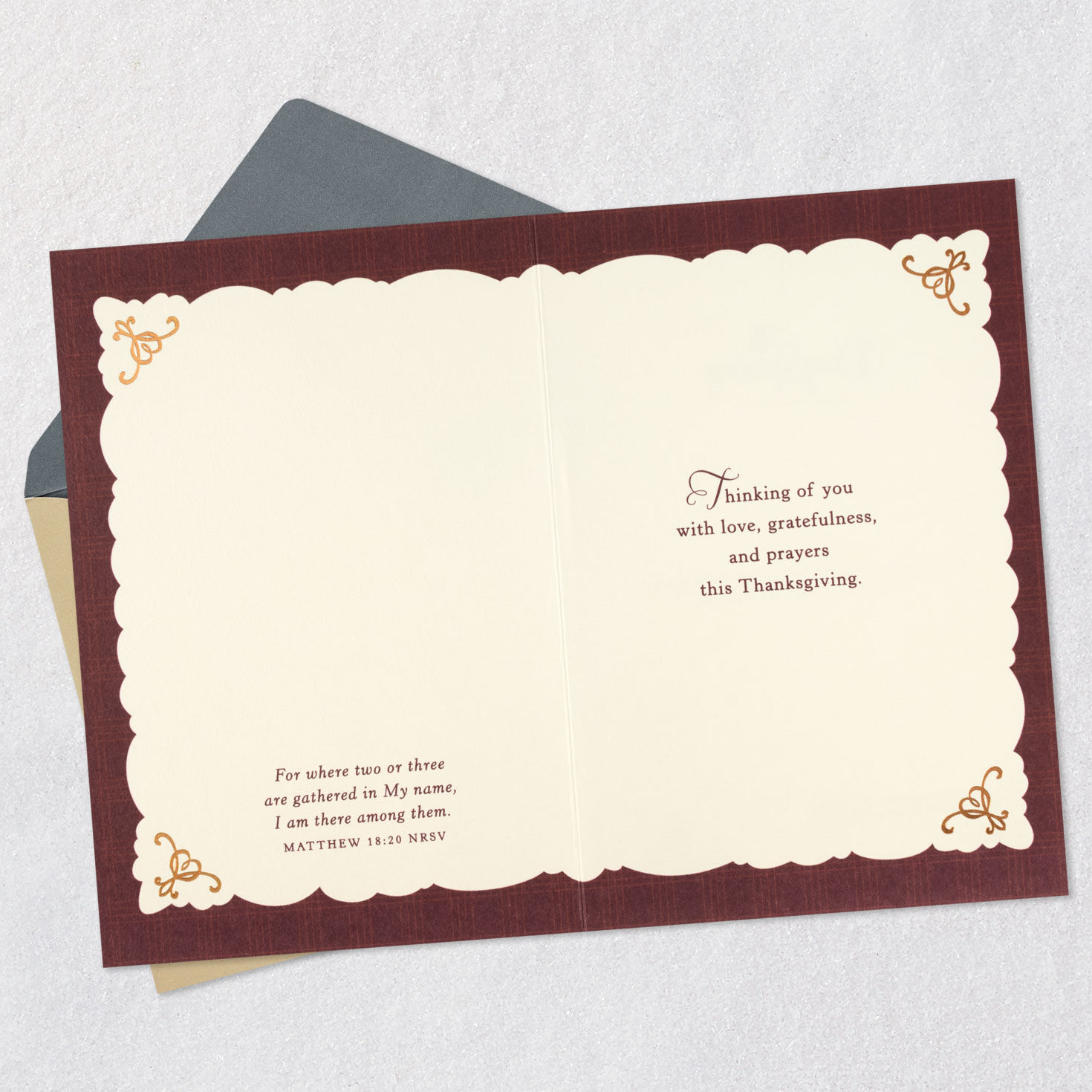 Love, Gratefulness and Prayers Religious Thanksgiving Card Open card with envelope image number 4