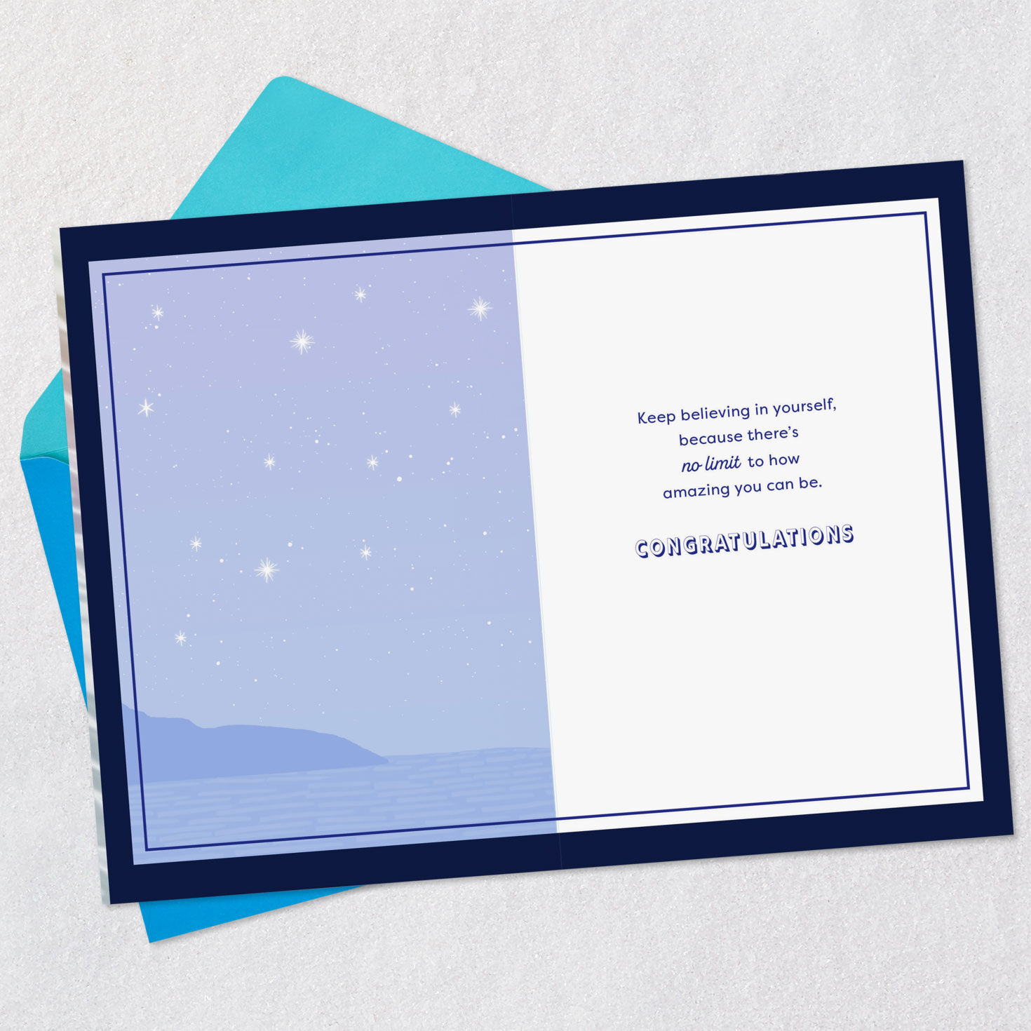 Grad and Colorful Galaxy of Stars Graduation Card Open card with envelope image number 3