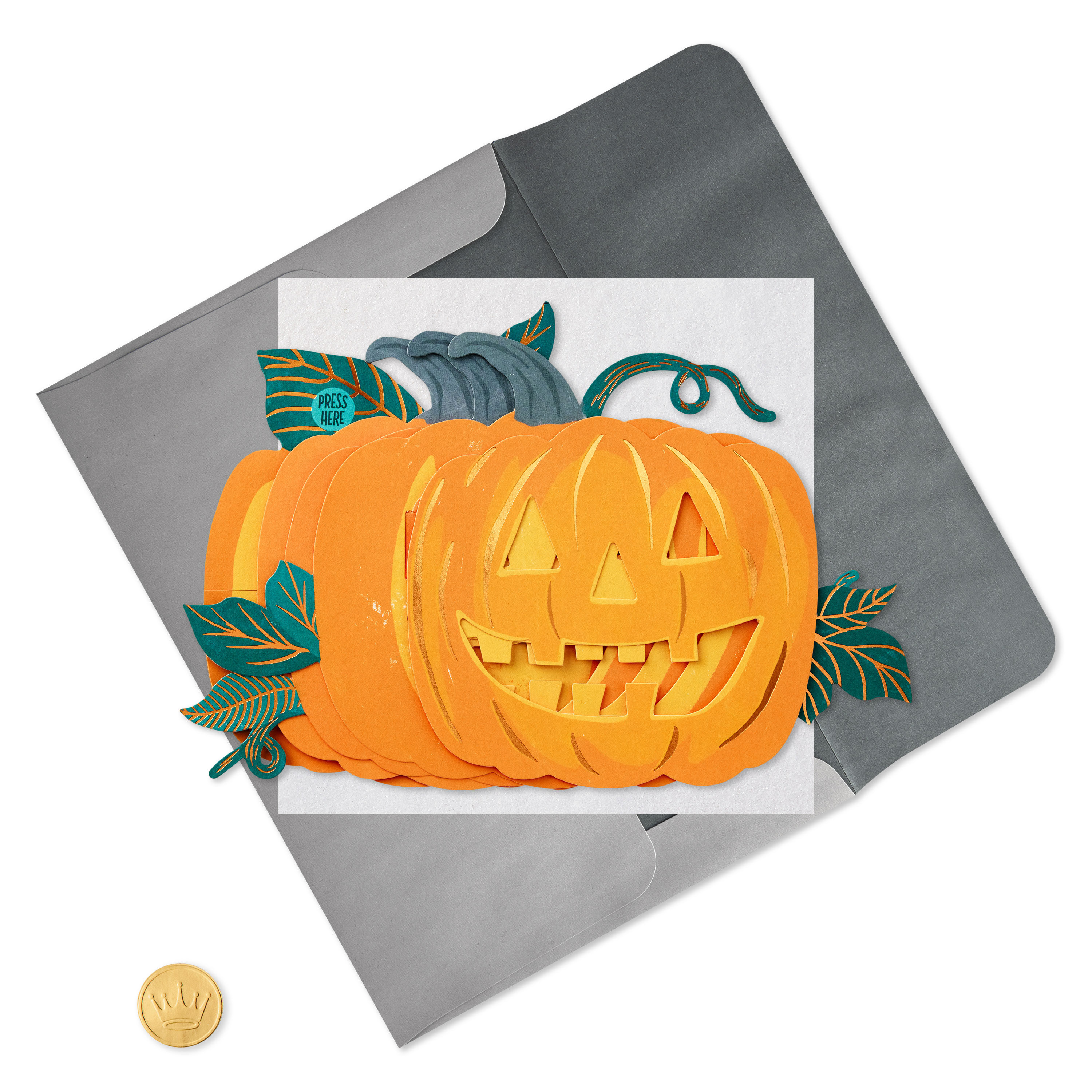 Grinning Jack-o'-Lantern Musical 3D Pop-Up Halloween Card With Light for only USD 10.99 | Hallmark