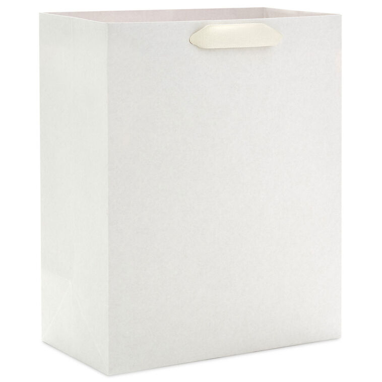 9.6" Solid White Medium Gift Bag, White, large image number 1