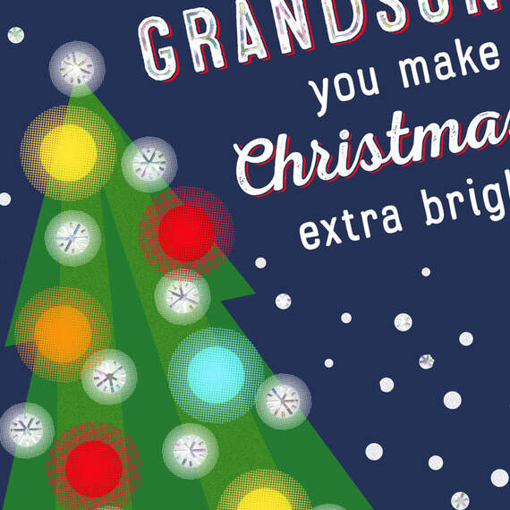 You Make the Holidays Extra Bright Christmas Card for Grandson, , large image number 4