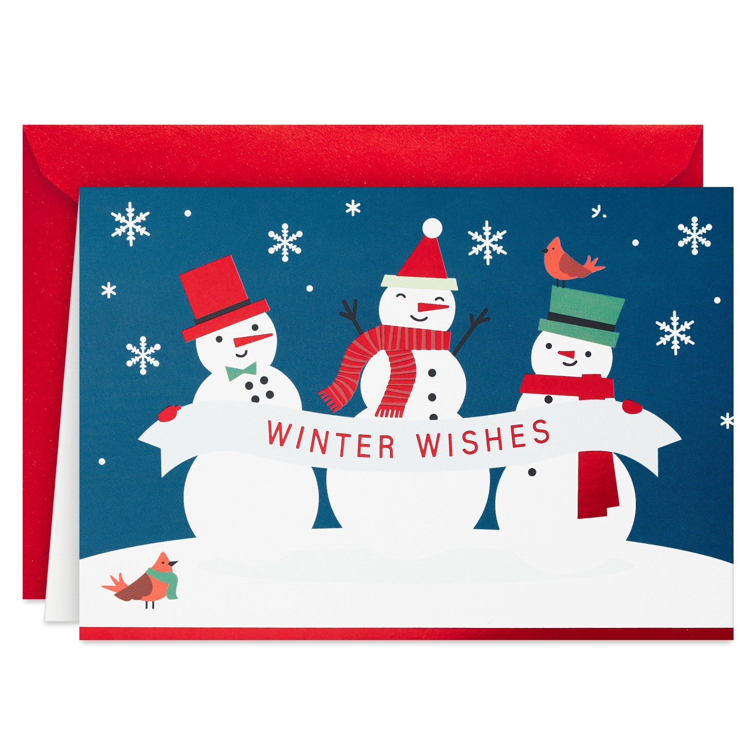 Snowmen Boxed Christmas Cards Bulk Pack card front with envelope image number 2