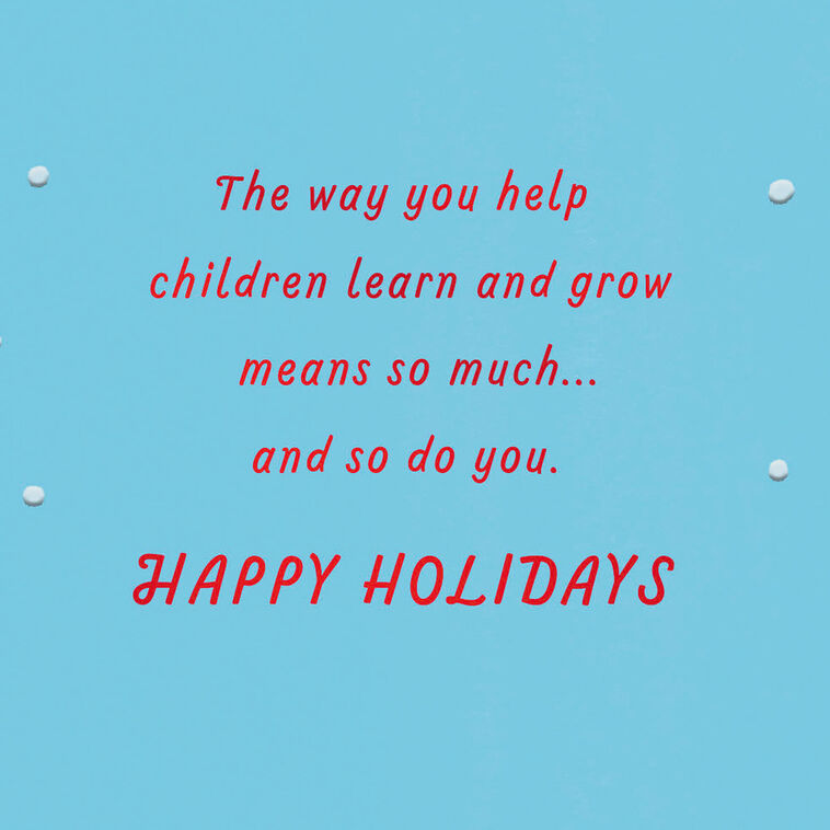 Snowman with Kid and Dog Child Caregiver Christmas Card Sentiment image number 2