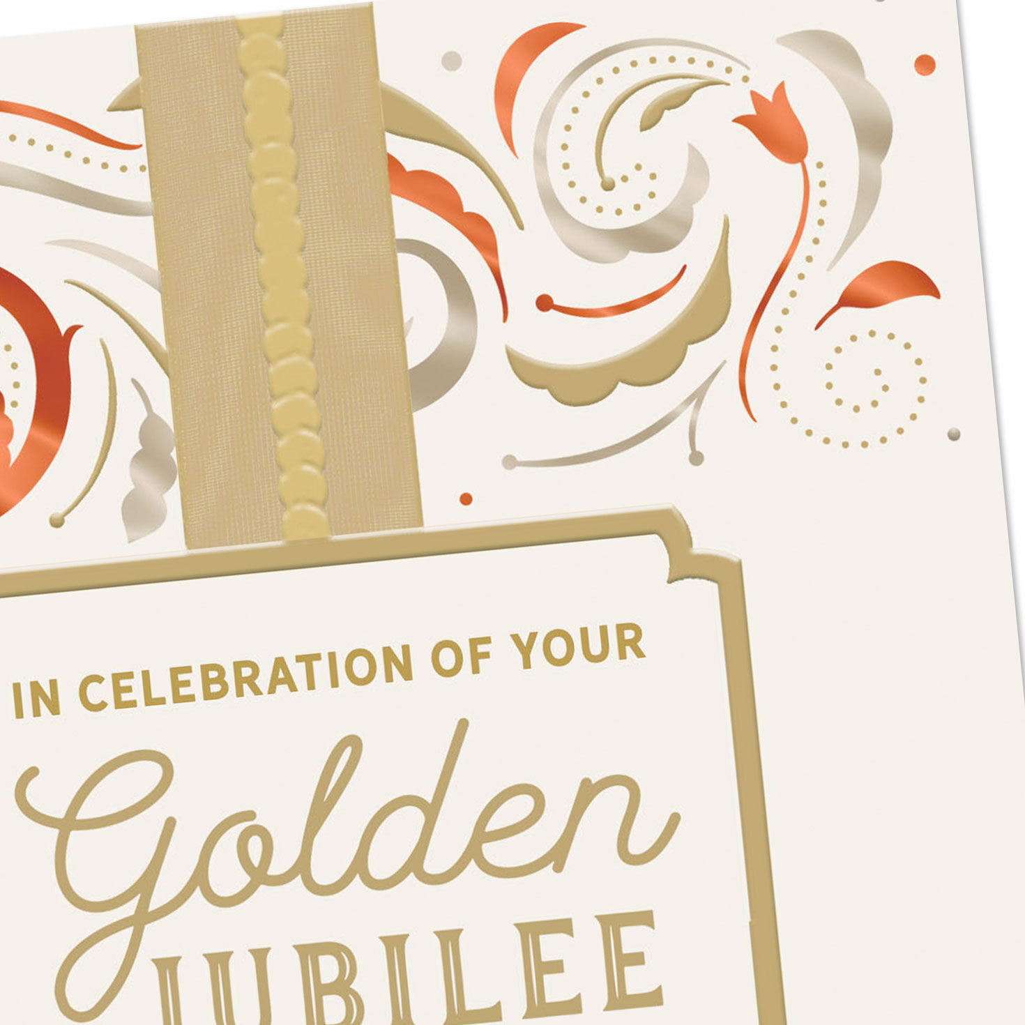 Floral Swirls Religious Golden Jubilee Card Card Front Detail image number 4