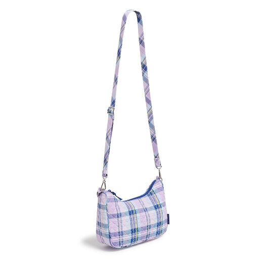 Vera Bradley Frannie Crescent Crossbody Purse in Amethyst Plaid, 